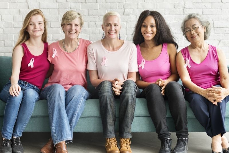 women supporting breast cancer awareness