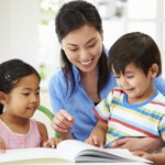 Mother Helping Children With Homework