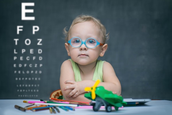 child wearing glasses because they have myopia