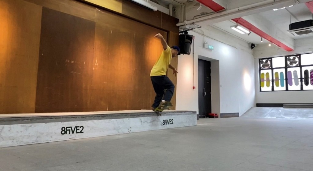 Julius Brian Siswojo skating in an Indoor Skate Park -