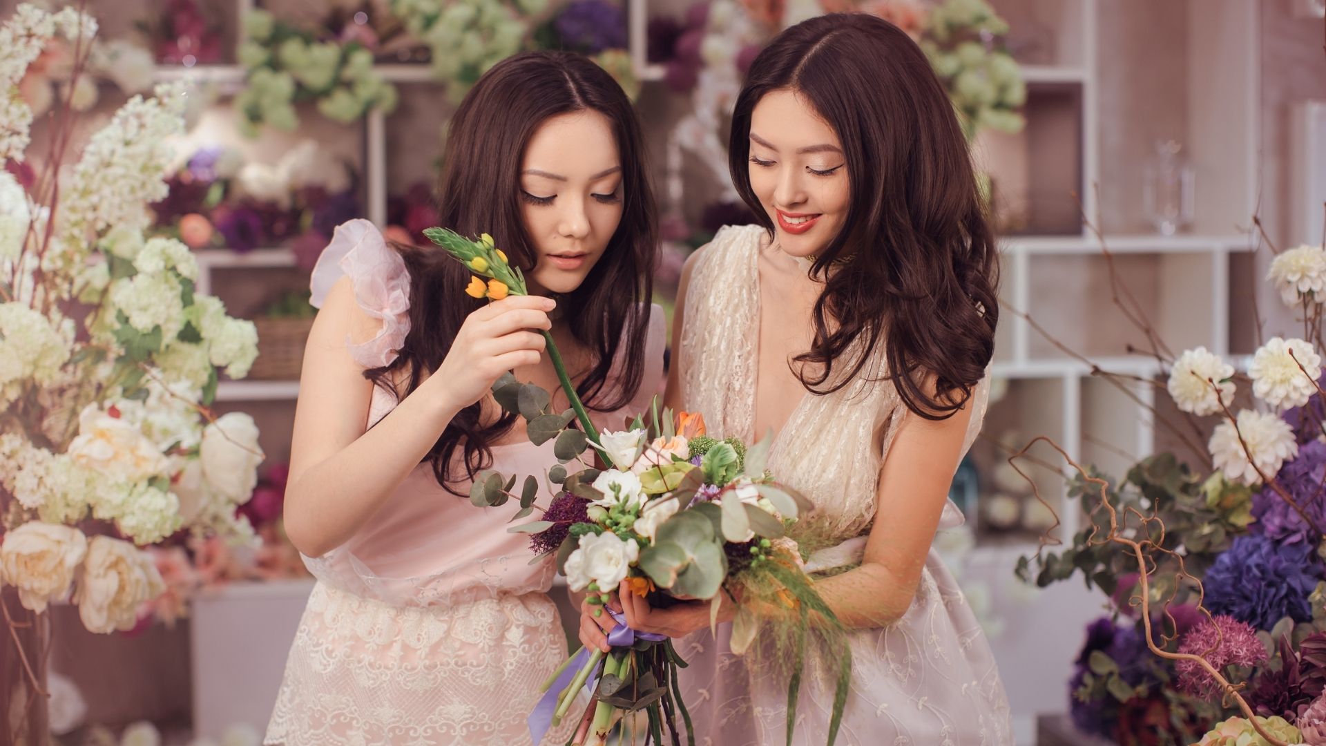 Two women working on a bouquet of flowers - Flower Delivery Hong Kong