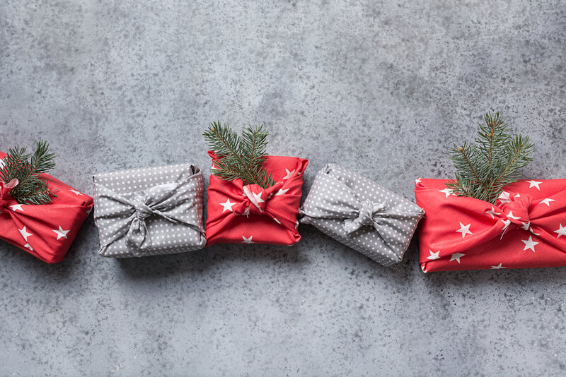 christmas presents scattered on a table