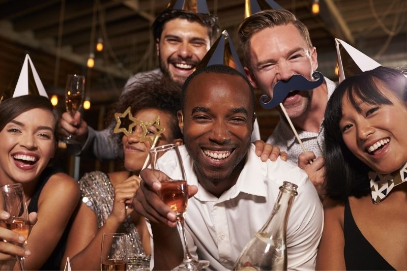 Friends at a new years eve party