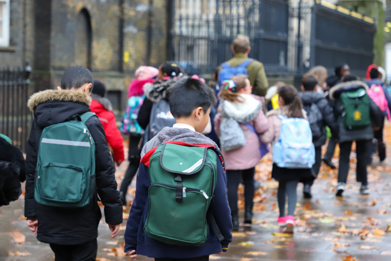 children walking to school