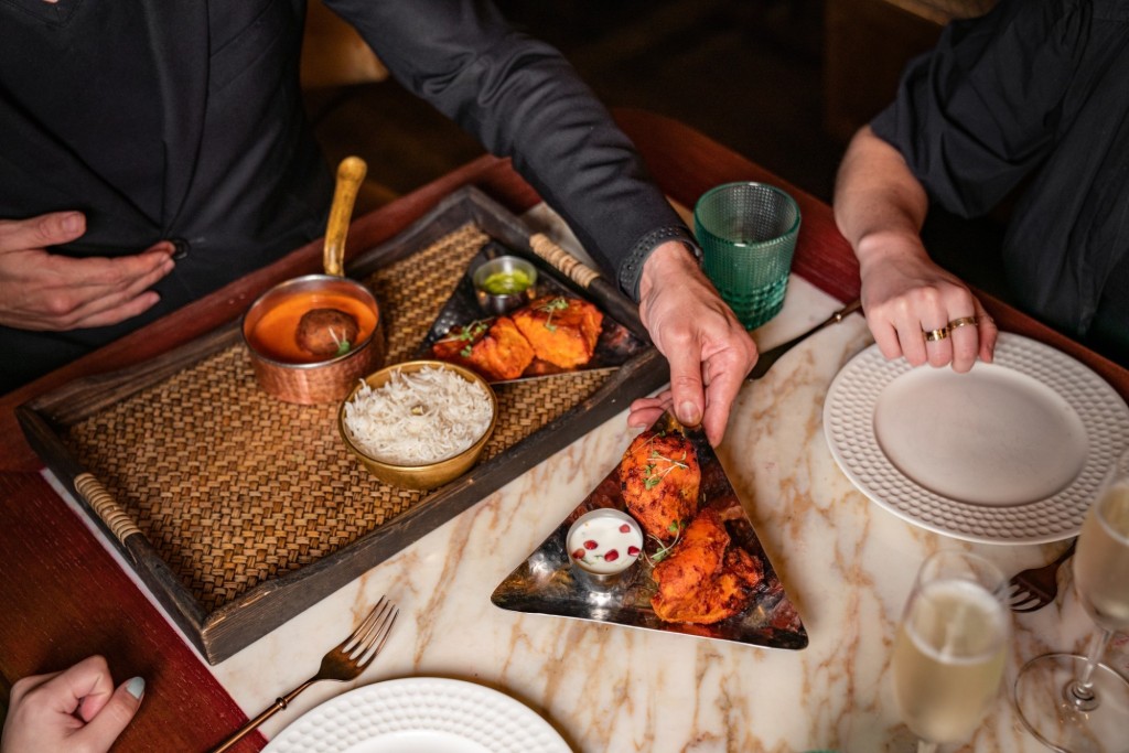 Indian food on a table for Fathers day set lunch